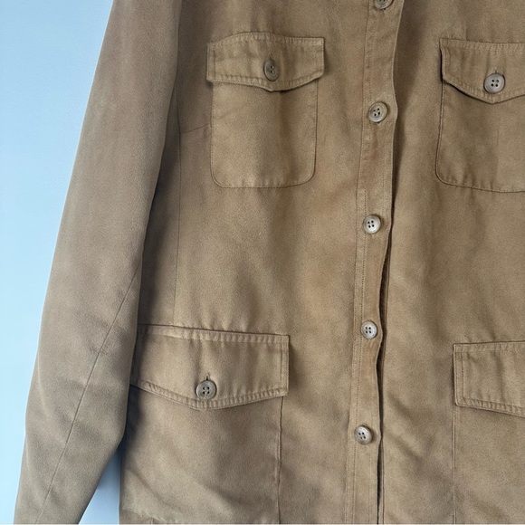 Fuda New York Women's Jacket Size Large Tan Faux Suede Utility Lightweight - Picture 4 of 6